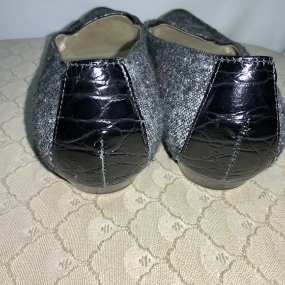 Talbots Ballet Flats Loafers Shoes Size 8.5B Black White tweed leather sole - Picture 5 of 8